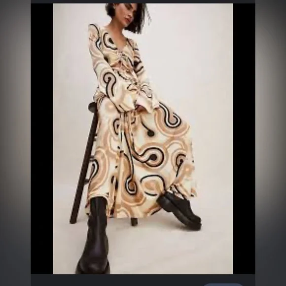 Ronny Kobo x Free People Casper Bell Sleeve Swirling Cut-Out Dress